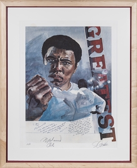 Muhammad Ali Signed "The Greatest" Lithograph By Artist Steve Csorba In 26x31 Framed Display (Beckett)